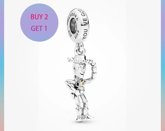 Pixar Toy Story Woody Dangle Charm,Charms for bracelet,Silver Charm,Pandora Charm
