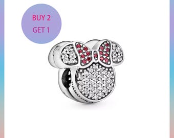Minnie Mouse Icon Pavé Clip Charm, Berlocker till armband, Silverberlock, Pandora Berlock