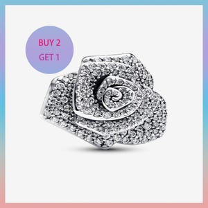 Ros i blom, överdimensionerad berlock, berlocker till armband, silverberlock, pandora berlock