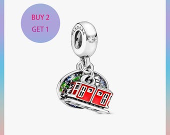 Colgante del tranvía Peak Tram de Hong Kong, colgantes para pulsera, colgante de plata, colgante Pandora