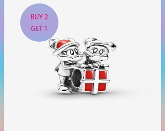 Mickey and Minnie Mouse Charm, Sterling Silver Charm