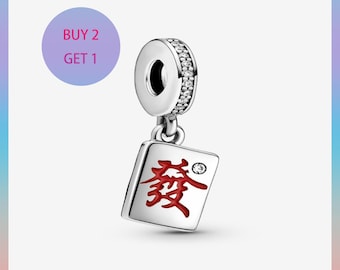 Charm colgante Mahjong, Charms para pulsera, Charm de plata, Charm Pandora