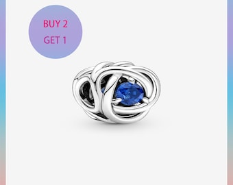 Charm Círculo de Eternidad Azul de Septiembre, Charms para pulsera, Charm de Plata, Charm Pandora
