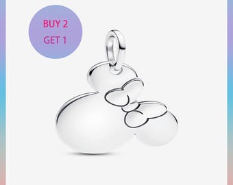 Pendentif Minnie Mouse en argent sterling, gravable