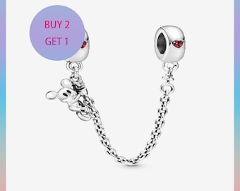 Klimmende Mickey-veiligheidsketting, bedels voor armband, zilveren bedel, Pandora-bedel