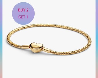 Pulsera de cadena de serpiente facetada con cierre de corazón, plata de ley 925