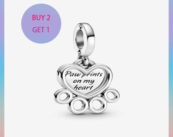 Colgante De Corazón Con Animales, Plata De Ley 925, Compatible Con Pulseras Europeas (Biagi, Troll, Etc.), Para Mujer