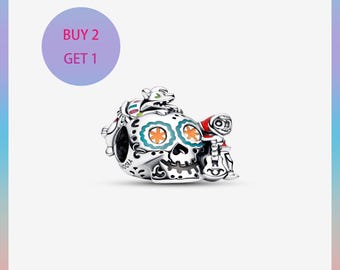 Charm de calavera que brilla en la oscuridad de Pixar Coco Miguel y Dante, Charms para pulsera, Charm de plata, Charm Pandora