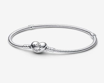 Pulsera Moments con corazón y cadena de serpiente, plata de ley 925
