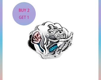 Charm de concha marina de La Sirenita Ariel, Charms para pulsera, Charm de plata, Charm Pandora