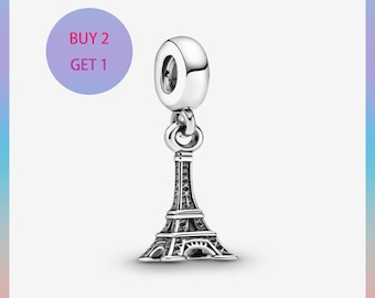 Paris Eiffel Tower Dangle Charm,Charms for bracelet,Silver Charm,Pandora Charm