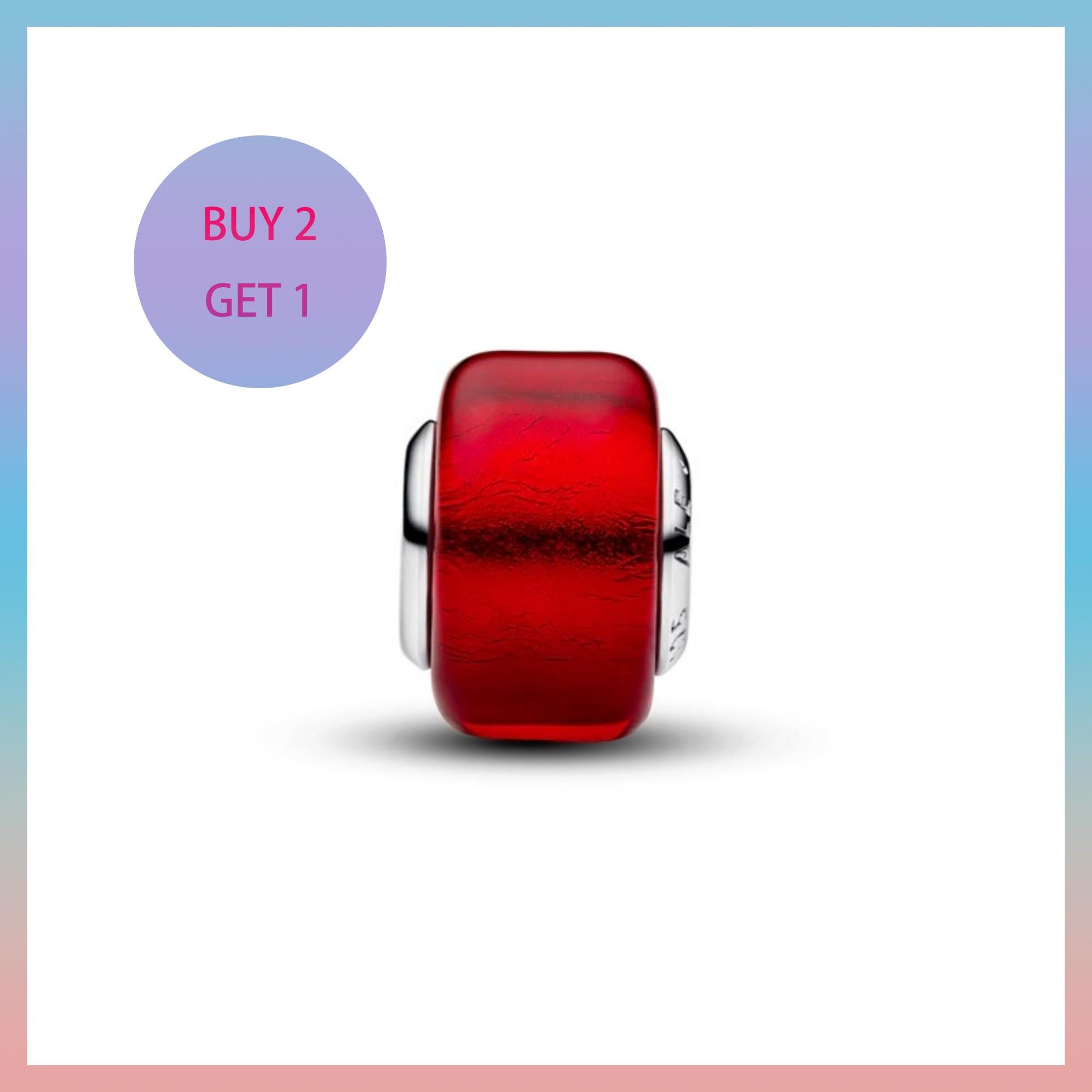 Red Murano Glass Charm,silver Charm,pandora Charm - Etsy