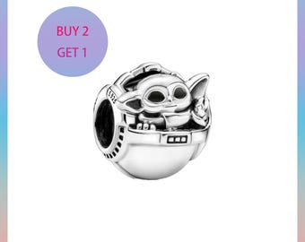 Amuleto de Star Wars Grogu The Child, Amuleto para pulsera, Amuleto de plata, Amuleto Pandora
