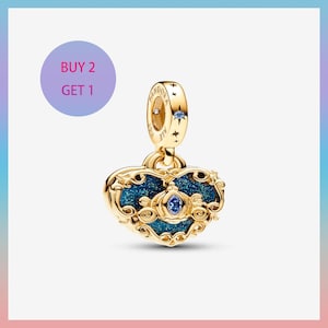 Sterling Silver Cinderella Carriage Heart Dangle Charm