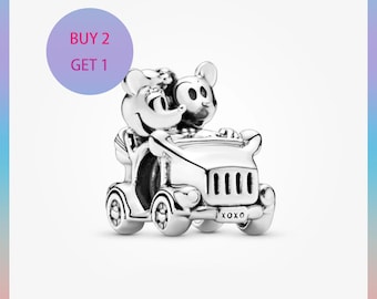 Minnie Mouse & Mickey Mouse Car Charm,Charms for bracelet,Silver Charm,Pandora Charm