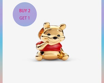 Winnie the Pooh Bear Charm,Charms for bracelet,Silver Charm,Pandora Charm