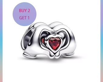 Mickey Mouse Heart Hands Charm,Charms for bracelet,Silver Charm,Pandora Charm