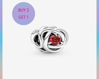 July True Red Eternity Circle Charm,Charms for bracelet,Silver Charm,Pandora Charm