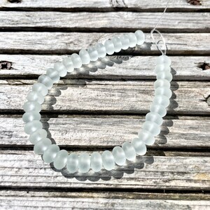 1 Strand Cultured Sea Glass Rondelle Spacer Beads 8x5mm Seafoam / Coke Bottle image 2