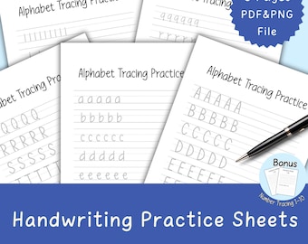 Handwriting Worksheet Print | Uppercase Alphabet Tracing |Practice Sheets | Printable Letter Tracing | Homeschool Writing Worksheets PDF