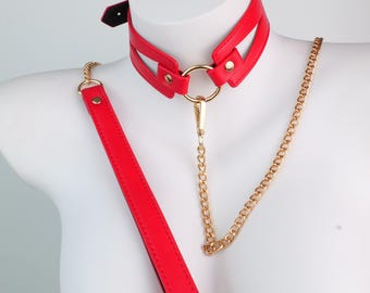 Collier Ras Du Cou Punk Rouge En Cuir Synthétique - Collier Gothique Sexy Réglable Pour Homme Et Femme