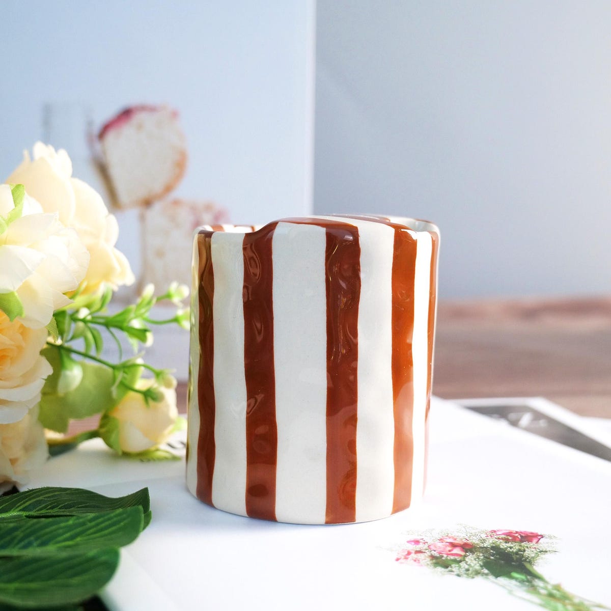Handmade Striped Ceramic Mug, 10oz Modern Coffee Cup With Wavy Texture, Minimalist Pottery Tumbler for Tea & Coffee, Gift for Her - Etsy