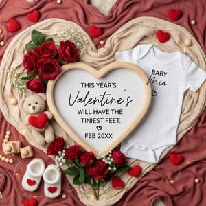 Valentine Pregnancy Announcement: Boho February Baby Reveal (Digital Template)