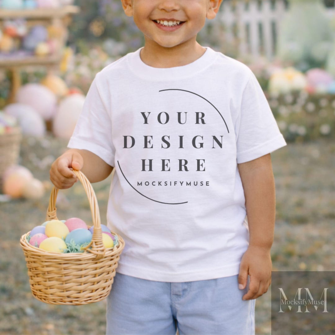 Maqueta de Gildan 5000b blanca: Camiseta de Pascua para niño, descarga ...