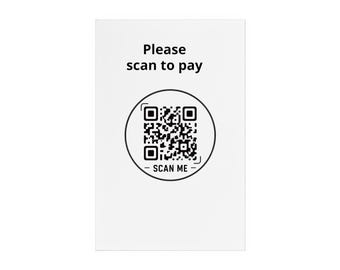 Letrero acrílico de pago con código QR y soporte de madera / Mostrador de pago mediante escaneo
