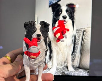 Custom Pet Figurine: Handmade Polymer Clay Dog Cat Sculpture