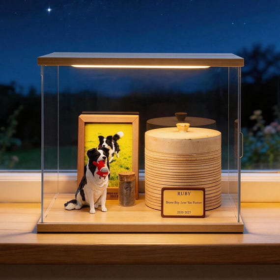Custom Pet Urn with Handmade Figurine, Mango Wood Memorial Statue, Personalized Pet Ashes Container