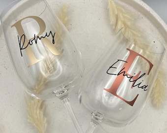 Weinglas personalisiert mit Buchstabe und Name, Personalisiertes Weinglas mit Buchstabe und Name, Glas mit Buchstabe und Name personalisiert