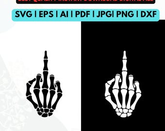 中指 SVG、スケルトン中指、Fuck you 骨の手ベクターファイル、Fuck