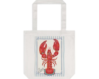 Lobster Print Cotton Canvas Tote Bag
