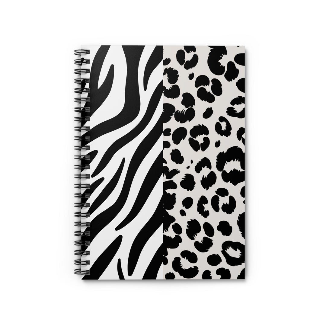 Black White Zebra and Leopard Pattern Spiral Notebook | Ruled - Etsy