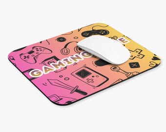 Gaming Time mouse pad | retro controllers, handheld consoles, gradient desk mat