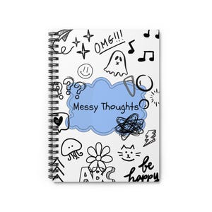 Whimsical Spiral Notebook: Doodle Sketchbook, Messy Thoughts Journal