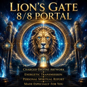 Lion's Gate 8/8 Portal Transmission, Charged Digital Artwork, Personal Spiritual Report, Golden Light Codes, Leo Energy