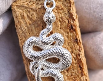 Sterling Silver Snake Pendant Necklace | Coiled Serpent Charm