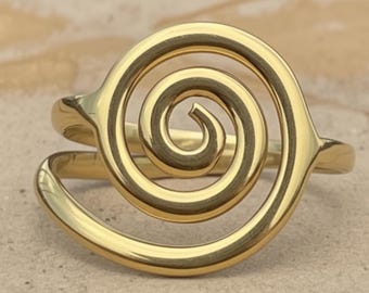 Gold-Plated Sterling Silver Spiral Ring, Swirl Statement Ring
