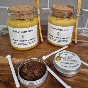 Natural exfoliating lip scrub with vanilla scent