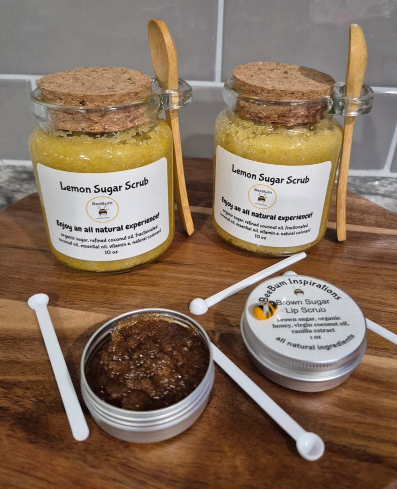 Natural exfoliating lip scrub with vanilla scent