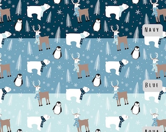 Winter Magic Animals Main, Winter Magic Fabric Collection, Dani Mogstad, Riley Blake Designs, Fabric By The Yard