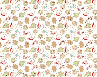 White Sugar Cookies by Doodle Bug Design INC. For Riley Blake Designs, Sugar Cookie Fabric, by the yard, Gingerbread Kisses