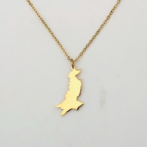 Gold plated Pakistan Map Necklace pendant | Map jewellery | Continent Jewellery |