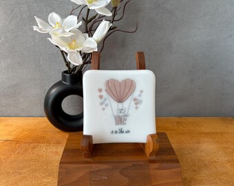 catplt021-Handmade Fused Glass Cat Dish: 4" Square Sushi Dessert Plate