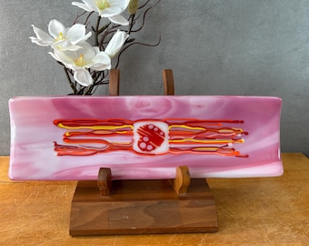 destray015-Fused Glass Art Tray: Handmade Sushi Dessert Plate, US Made