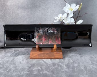 lgtray018-Red Flow – 17” Hand-Fused Glass Sushi Tray (Because Your Sushi Deserves to Feel Fancy)