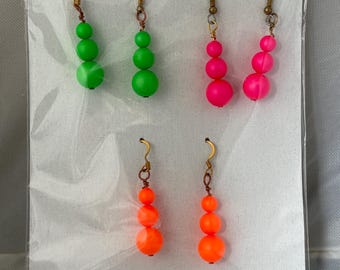 1SL003-Swarovski Neon Beads Earrings. This item is a 1 SNAP LISTING, 1 picture which shows 3 pairs of Swarovski earrings. Wear or Repurpose