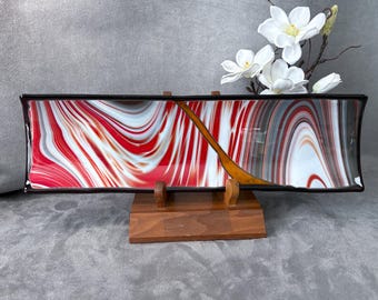 lgtray014-Color Chaos – 17” Hand-Fused Glass Sushi Tray (Because Your Sushi Deserves to Feel Fancy)
